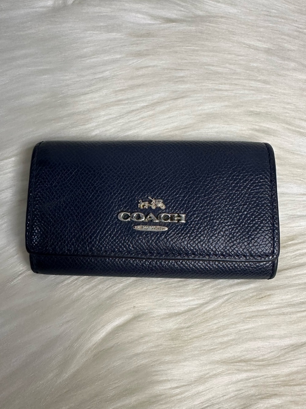 COACH leather key holder in navy
